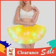 [CHA] Mesh Performance Skirt Led Lighted Skirt Sparkling Star Sequin Led Mini Skirt for Club Dance P