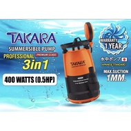 🔥รุ่นใหม่ ถอดฐานได้🔥 ปั๊มแช่ ไดโว่ TAKARA 3in1 มีลูกลอย ขนาดท่อ 1"-1.1/2" MRT021 400W / MRT023 750W 