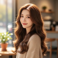 45cmU4  45cm Rambut Lurus Kerinting Bergelombang U-part 4-Klip Sambungan Rambut Palsu Sintetik