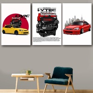 KARIMIKA Aesthetic Casual Racing Wall Wooden Poster HONDA CIVIC FERIO EK9 IVTECH TYPE R JDM