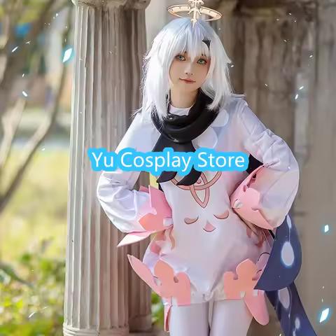 Game Genshin Impact NPC Traveler Paimon Cosplay Costume Anime Fancy Outfits Adult Jumpsuit Halloween