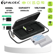 PALO  LP-E8  Battery + LCD Dual Charger for Canon EOS 550D 600D 650D 700D X4 X5 X6i X7i T2i 2000mAh