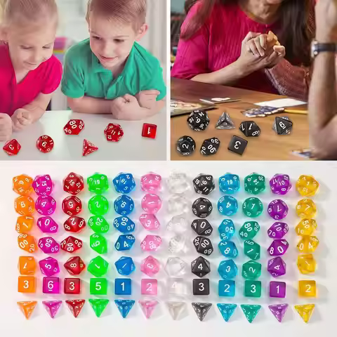 7 Pcs of New Single Color Dice Polyhedral Gold Font Digital Dices Kit for TRPG RPG D20 D12 D10 D8 D6