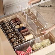 Plastic Expandable Belt Organizer Storage with Dividers Belt Organizers Transparent Tie Belt Storage