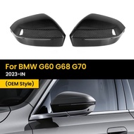 Real Dry Carbon Fiber Rearview Side Mirror Covers For BMW G60 G68 G70 2023-IN