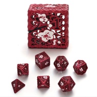 One Piece Set DND, Rose-Metal 7 Role Playing Dice Game Tabletop Polyhedron Dungeon and Dragon FE0C