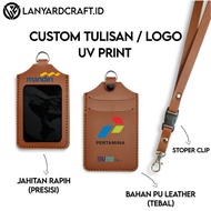 ID CARD HOLDER LEATHER NAME UV PRINTTAG CUSTOM COMPANY NAME LOGO - K5