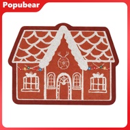 Gingerbread House Christmas Rug Gingerbread Welcome Door Mat Christmas Non Slip Entrance Rug for Ind
