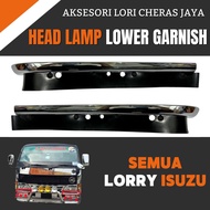AKSESORI LORI CHERAS JAYA ISUZU HICOM CHROME HEAD LAMP LOWER GARNISH HEAD LAMP MOUDING SET KENING LA