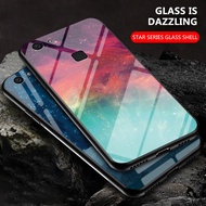 Starry sky glass HARD VIVO 1718 Hard Case Shockproof Starry Colorful Tempered Glass Back Soft Silicone Edge Cover phone case For VIVO1718