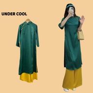 Set Áo Dài Cách Tân Lụa UNDERCOOL Cúc Bọc Phối Màu