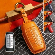 Genuine Leather Car Key Fob Case Cover For Genesis GV70 GV80 G70 G80 2020-2022