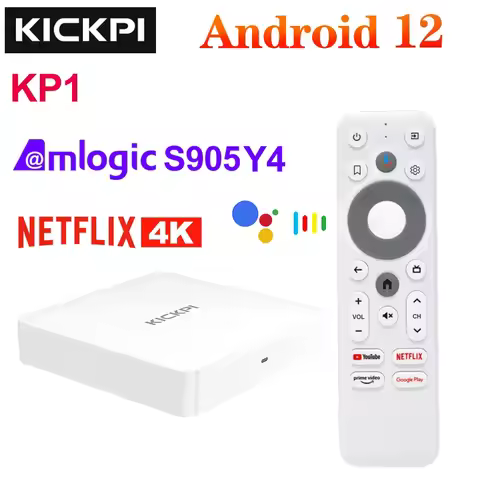 KICKPI KP1 Google TV Box Android 12 Amlogic S905Y4 2GB 32GB Support AV1 1080P H.265 4K 2.4G&5G Wifi 