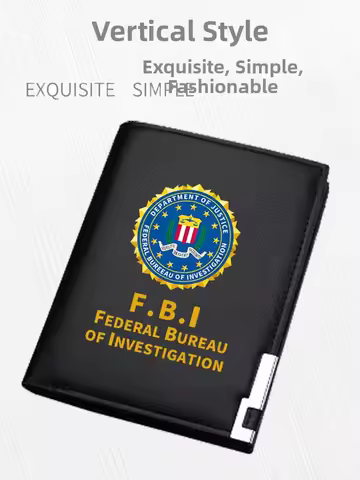 Fbi Federal Bureau of Investigation Black Leather Wallet Coin Purse Card Holder Short Style Syntheti