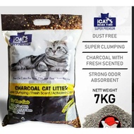 cat litter/cat litter sand/ Icats Charcoal Cat Litter 10L | 7kg | Pasir Kucing Dengan Arang | Strong