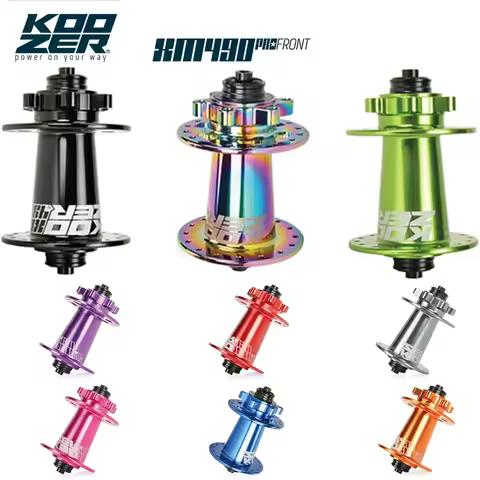 KOOZER XM490 Pro Front Bike Hub Through Axle (QR/TA/) 28/32H 6-Bolt Disc Hub with 2 Sealed Bearings 