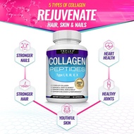 Toplux Multi Collagen Peptides Pills 100 Mg Complex - Type I, II, III, V, X Premium Collagen Complex