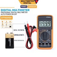 Multimeter Digital DT-9205A Paket Lengkap ADA BUZZERNYA + BONUS BATERAI LCD besar