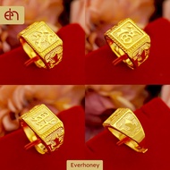 Everhoney Adjustable Signet Ring Solid Polished 916 Gold Plated Boss Rings for Men Women,Ideal Gift for Dad &amp; Boyfriend