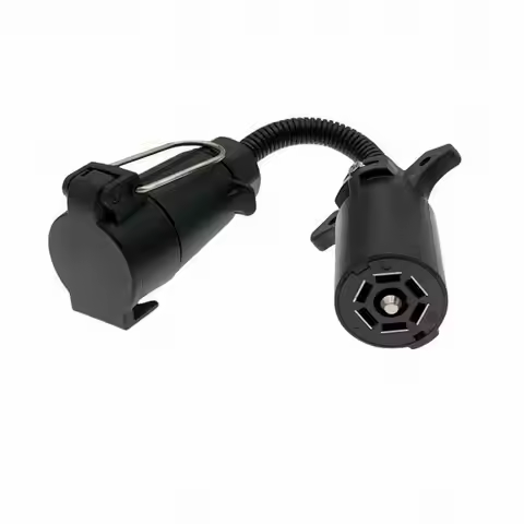 RV Trailer Plug Adapter 7 Core US to EU Connector with Mounting Tabs for Truck Camper