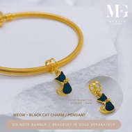 Merlin Goldsmith 22K 916 Gold Black Cat Charm / Pendant