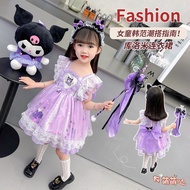 Melody Lolita Dress Summer Children Baby Girl Kuromi Princess Dress Fluffy Princess Dress 60317