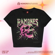 KATUN NORACY.STUDIOS - CROP TOP RAMONES HEAD PINK | ROCK MUSIC METAL BAND | GRUNGE CROPTOP BLACK SKE