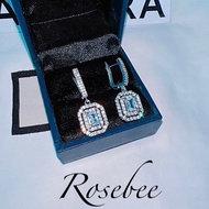 Women's square diamond earrings Baguette