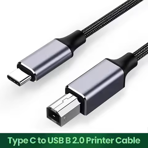 USB Type-C to Type-B 2.0 Printer Braided Cable For MacBook HP Canon Brother Epson Dell Xerox Printer