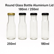 Round Glass Bottle / Juice Bottle / Sauce Bottle / Botol Kaca / Cheesebomb botol 180ml & 250ml