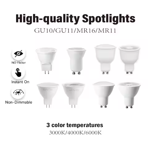 10Pcs 3W MR11 GU11 GU10 GU4 GU5.3 LED Light Bulbs AC220V Energy Saving Spotlights Lamp Indoor Home H