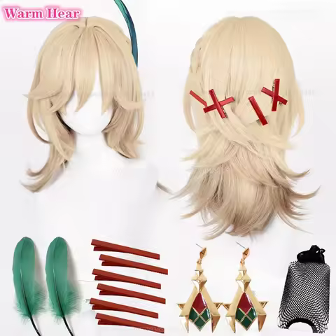 Kaveh Cosplay Wig Anime Unisex Pre Braided Linen Gold Kaveh Cosplay Anime Wig Heat Resistant Synthet
