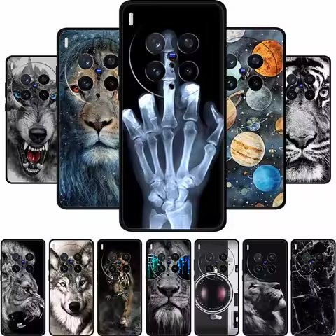 For Vivo X300 2025 Case X 300 Pro Phone Cover Lion Wolf Black Silicone Soft Back Cover Case For Vivo