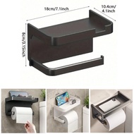 HW061*Plastic Bathroom Paper Holder Toilet Roll Holder No Drilling Wall Mount WC Paper Storage Rack 