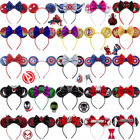 Marvel Superhero Spider-Man Headbands Kids Avengers Ears Hair Accessories Women Iron Man Captain Ame