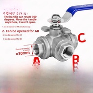 Stainless Steel L Type T Connector Ball Valve Inner Thread Water Pipe Conversion Valve for Hardware 