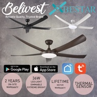 (EXTREME BRIGHT 36W DIMMABLE LED) BESTAR Vesta DC SMART Ceiling Fan - 42/52 inch - Mocha/White/Black