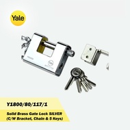 Yale Y1800/80/117/1 Solid Brass Gate Lock (C/W Bracket, Chain &amp; 5 Keys)