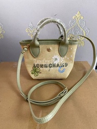 全新🌸 Longchamp Le Pliage系列mini草編包 單肩包 size：12*13.5*9