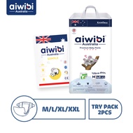 （Try pack) Aiwibi Natural Premium Pants, Baby diaper, Bundle diapers- M/L/XL/XXL（2 Pcs）