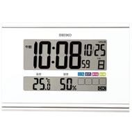 Seiko clock Wall and table clock combined Radio wave Comfortable environment NAVI Digital White pearl 180×260×22mm SQ445W