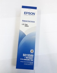 ตลับผ้าหมึกดอทฯ สีดำ Epson S015589 หมึกสีดำ ใช้กับเครื่องปริ้นเตอร์ดอทเมตริกซ์ เอปสัน LQ-590 ความยาว 17 เมตร