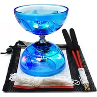 Set Diabolo Yoyo Cina, Diabolo Tiga Bearing, Mainan Juggling Yo-yo Cina, Diabolo LED Berwarna-warni 
