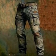 2026 Printed Men Retro Jeans Casual Punk Retro Straight Worker G0CK