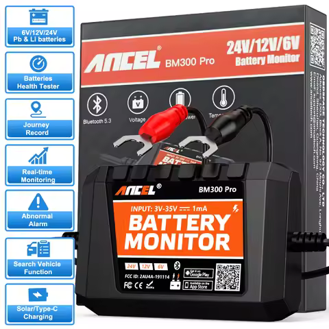 ANCEL Battery Tester Analyzer BM300 Pro Battery Monitor 24V /12V SOC Battery Health Analyzer Automot