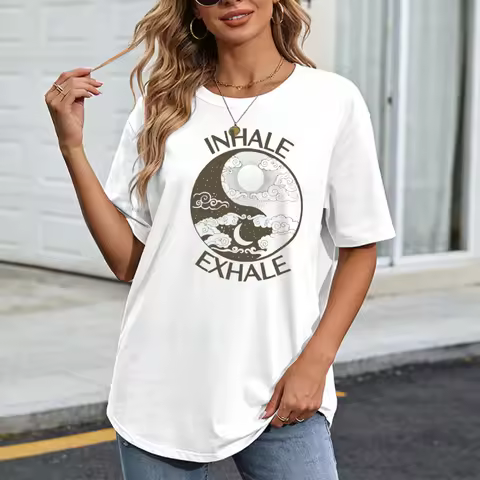 Inhale Exhale Shirt for Yoga Lovers Mindfulness Meditation Gift for Zen Women Sarcastic Yin and Yang