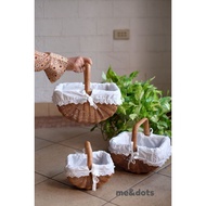 Me&dots- Rattan Picnic Basket Oval Handle Picnic Basket Set