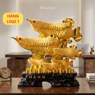 Golden Dragon Arowana Fish Statue, Housewarming Gift, Feng Shui, Decor