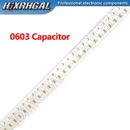 100PCS 0603 SMD capacitor ceramic 330PF 470PF 680PF 1NF 5.6NF 6.8NF 47NF 1UF 10UF 22UF 330PF-22UF ca