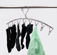 304不鏽鋼  弧形衣架　有夾子款　曬襪架　晾衣架　曬衣架